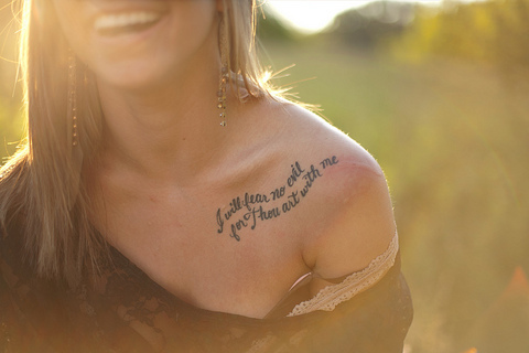 lyric shoulder tattoo | PinPoint
 Quote Tattoos On Top Of Shoulder