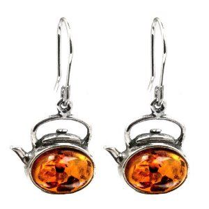 Amber sterling teapot earrings? Love!