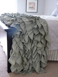 DIY ruffled throw – using 2 king sized sheets.  Love this!!!
