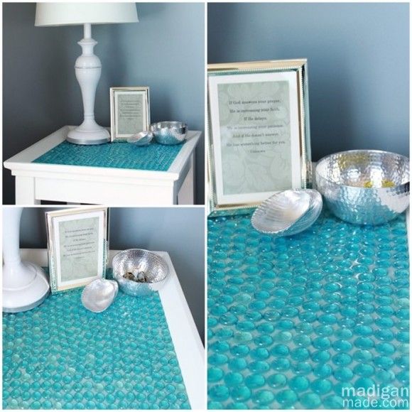 Make a Glass Marble Tiled Table with Dollar Store Marbles