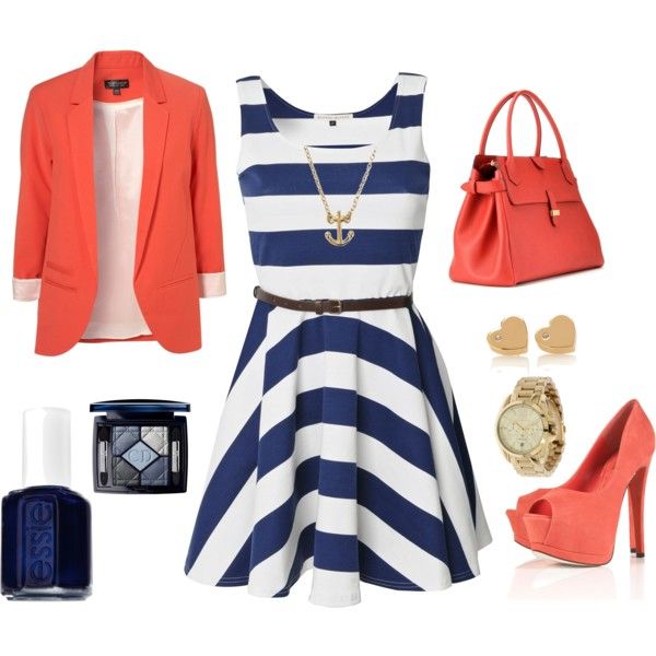 Navy & coral.