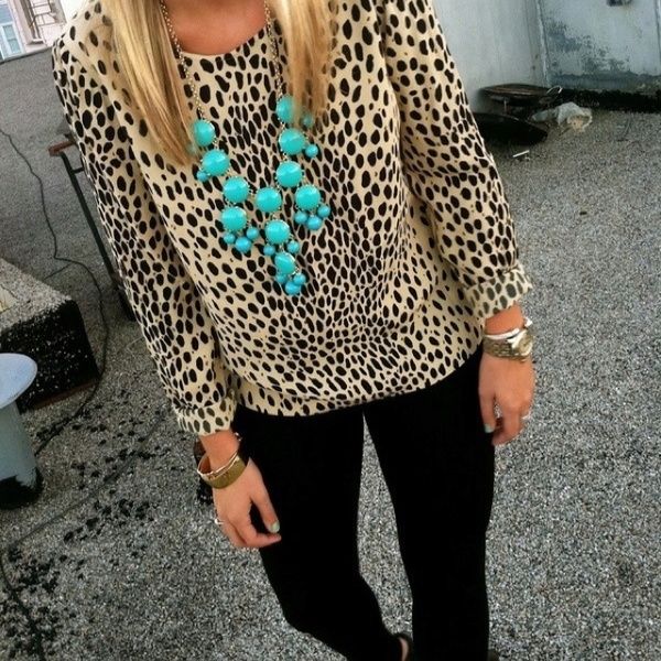 Turquoise and leopard.