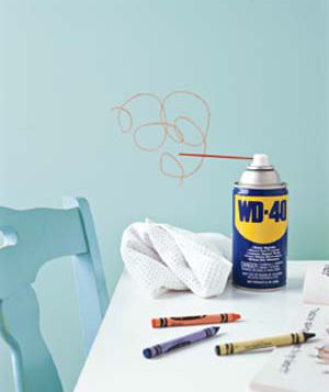 WD-40 removes crayon marks from just about any surface…didn't know that!