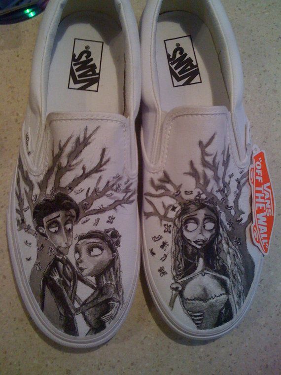 Tim Burton Corpse Bride Custom Made Shoes ARTWORK and SHOES INCLUDED -   corpse bride