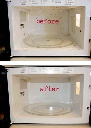 1 c vinegar + 1 c hot water + 10 min microwave = steam clean! Totally works. No