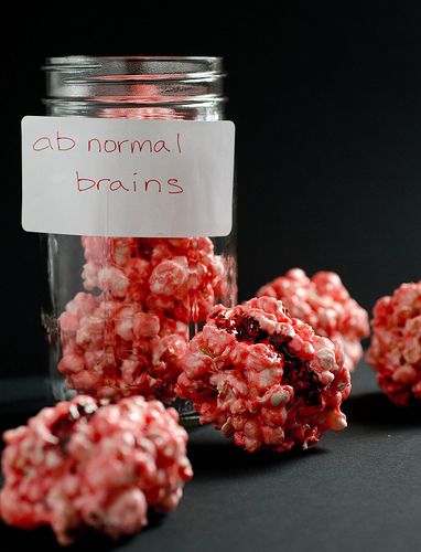 “Brainy” Popcorn Balls GREAT ZOMBIE SNACK!