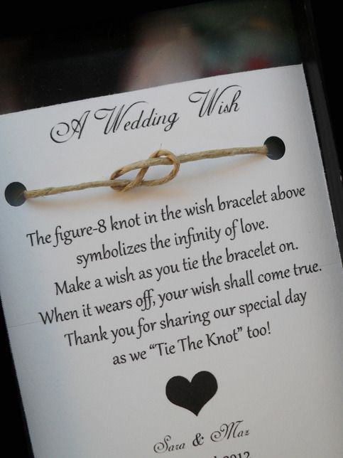 A Wedding Wish bracelet. Such a cute favor..