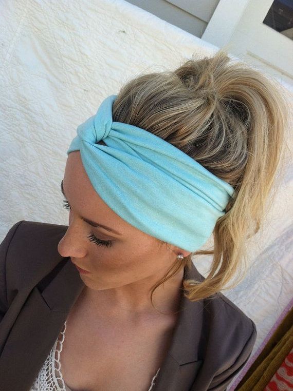 Aqua Turband Headband Fresh Green Stretchy by ThreeBirdNest, $22.00