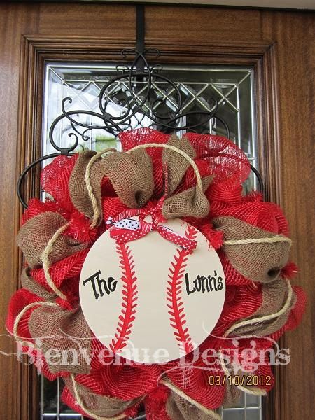 Baseball Mesh Wreath