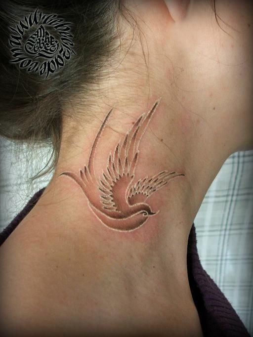Beautiful recessed shading on this Swallow tattoo. Artist: Emre Cebeci