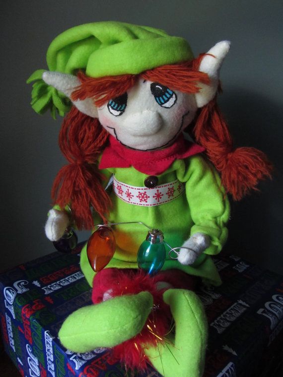 Bright Green and Red Girl Elf by javiegurl03 on Etsy, $23.00