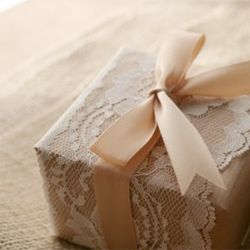 Brown packing paper + lace + ribbon… love!