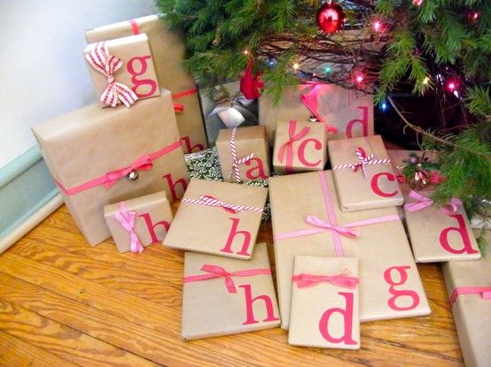 Brown wrapping paper + Initials. Christmas wrapping :)