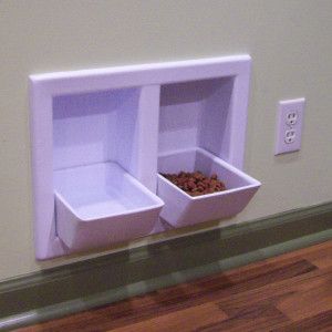Built-in food dishes. Soooo awesome! No more doggie bowls to move around when sw