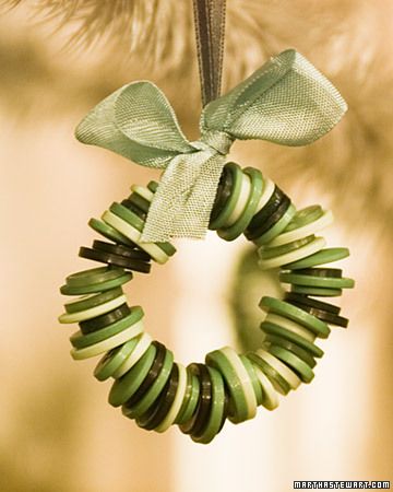 Button wreath Christmas Ornament.