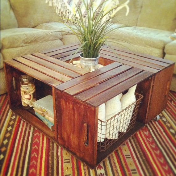Coffee table from cheap Michael's crates I LOVE this!