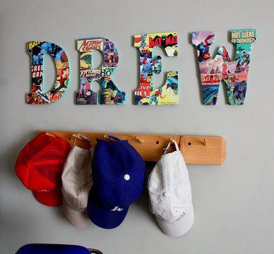 Comic book letters for boys' room