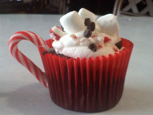 Cutest idea ever!  Chocolate cupcakes made to look like Hot Chocolate!