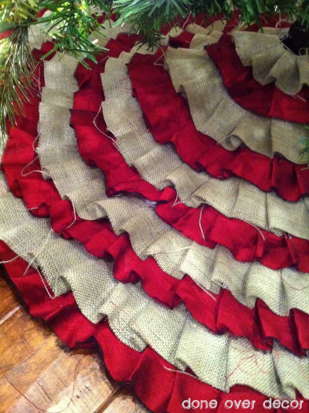 DIY Ruffle Tree Skirt – No sewing! Rustic chic!