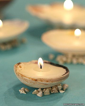 DIY seashell candles