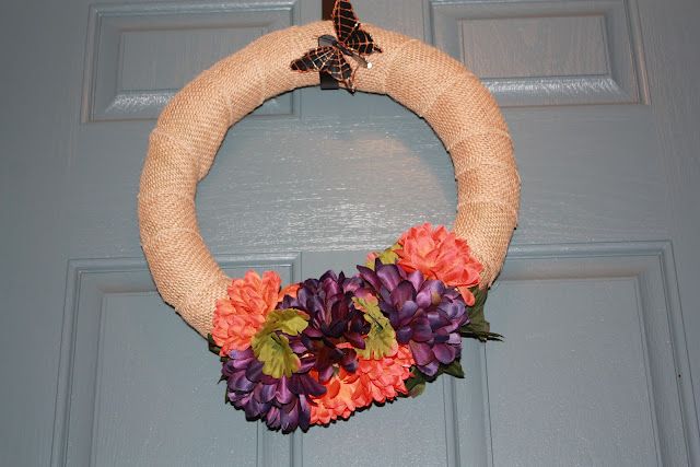 Easy Fall Burlap and Flower Wreath