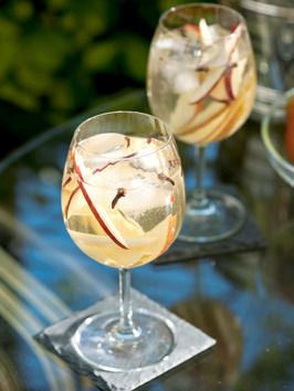 Fall Sangria with Champagne, Apples and Pears, Add a brown sugar rim and say hel