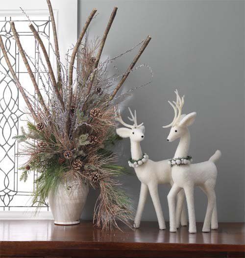Floral arrangements using Snowy Branch Bundles found in the Forest Frost Collect