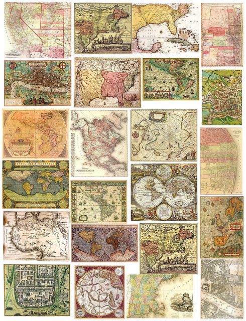 Free, printable sheets of vintage maps.