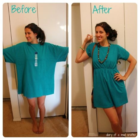 From XL Tee to cute dress!! Really easy tutorial