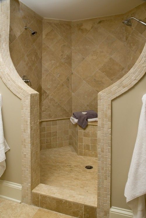 Glass-less… no cleaning the shower door! Wow!