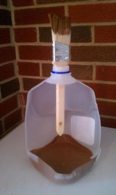 Great tip for painting: cut out the side of a gallon milk container. The bottom