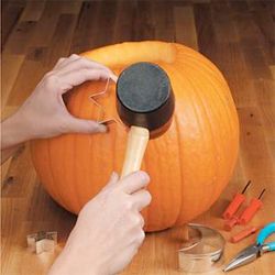 Hammer cookie cutters through your pumpkin instead of carving.