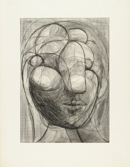 Head of Marie-Thérèse, 1933, Drypoint :: Pablo Picasso