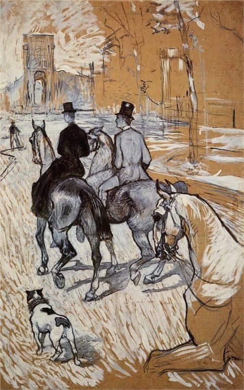 Horsemen Riding in the Bois de Boulogne – Henri de Toulouse-Lautrec, 1888    BON