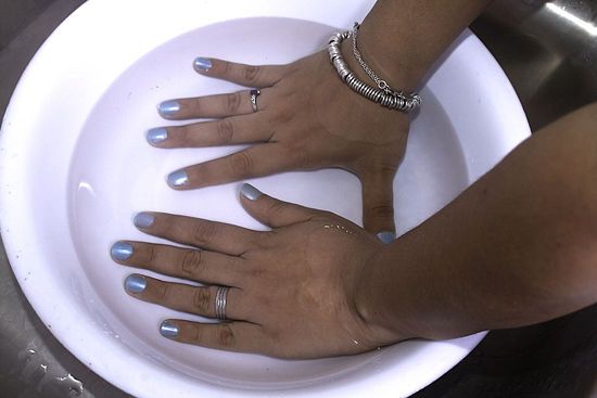 How to Dry Nail Polish Quickly: submerge wet nails in cold water for 3 minutes.