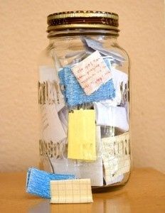 I like this idea. Start the year with an empty jar and fill it with notes about
