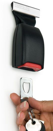 Key chain/holder from old seatbelt buckles…LOVE! HOW COOL!