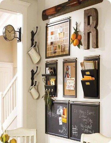 Love these ideas for organizing mail, family calendars, etc.