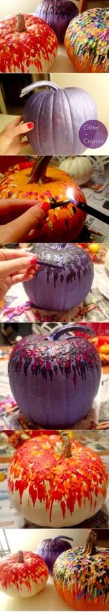 Melted crayon pumpkins! Need to try this