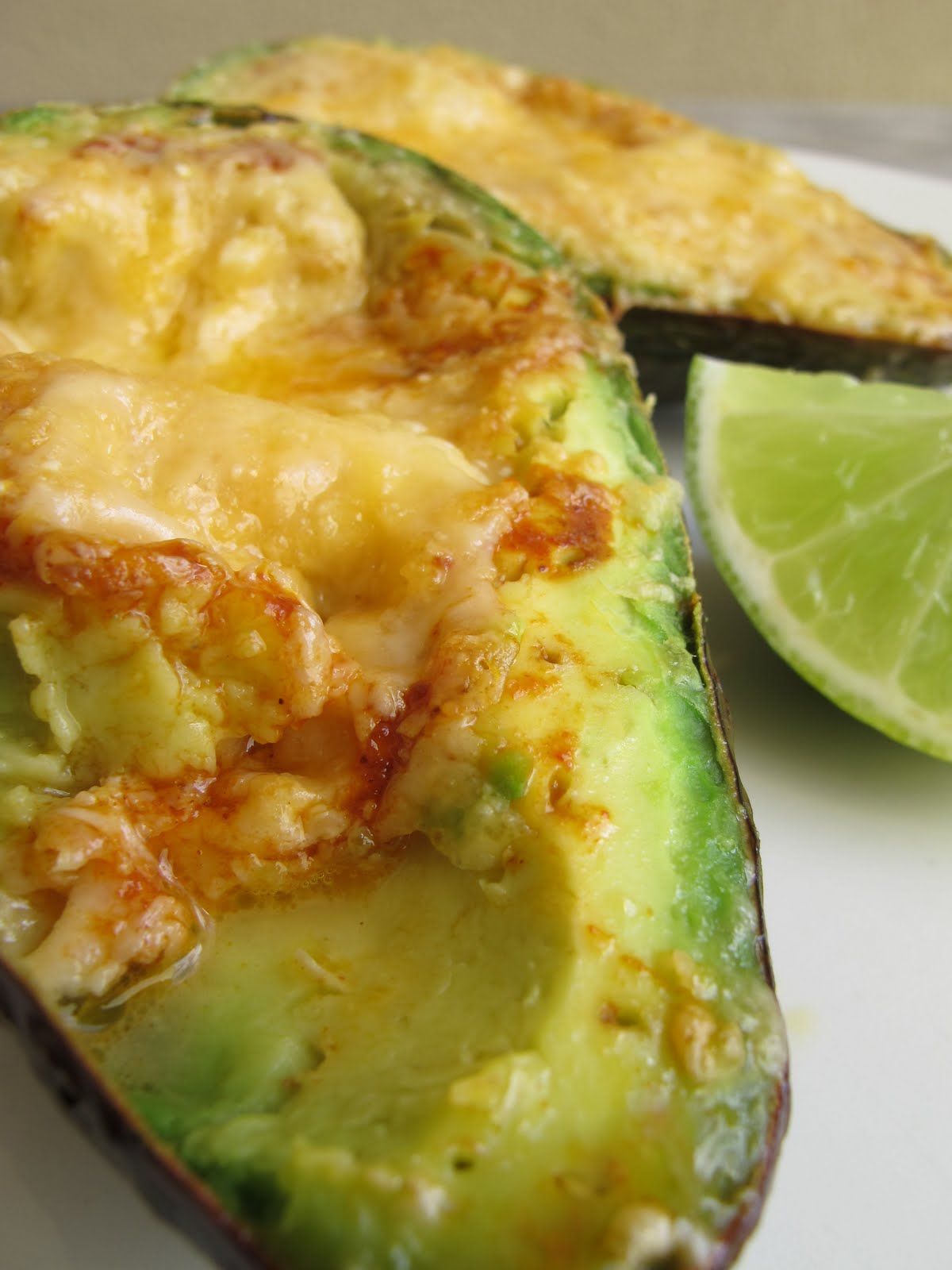 Morsels and Musings: grilled avocado w melted cheese & hot sauce