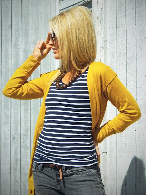 Mustard and Navy Blue Stripes