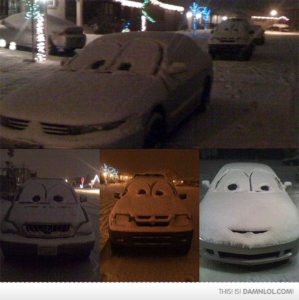 Note to Self: remember to do this to random vehicles this winter. Haha so cute!