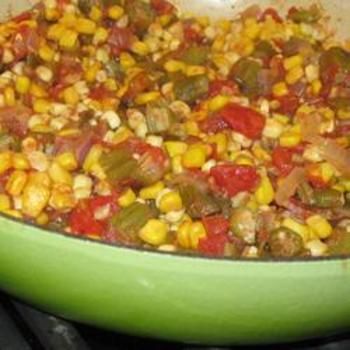 Okra, Corn and Tomatoes