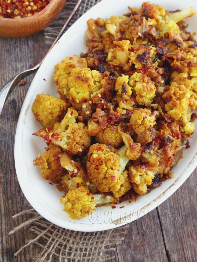 Pan Fried Cauliflower with Yogurt and Soy Sauce by ecurry: Yummy Indian-Chinese