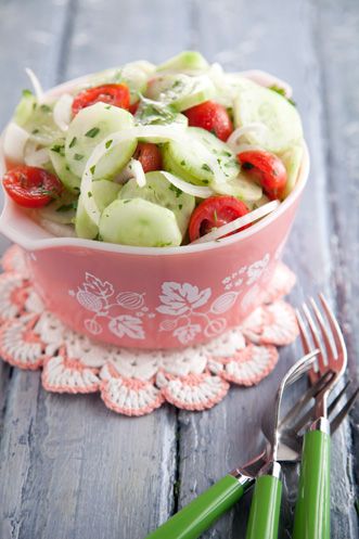 Paula Deen, Aunt Peggy’s Cucumber, Tomato and Onion Salad