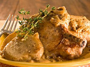 Pork Chops slow cooked in a rich gravy with potatoes.