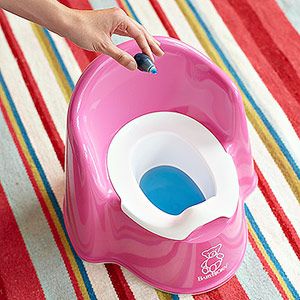 Potty Training Tips- Dye the toilet water with red or blue food coloring — when