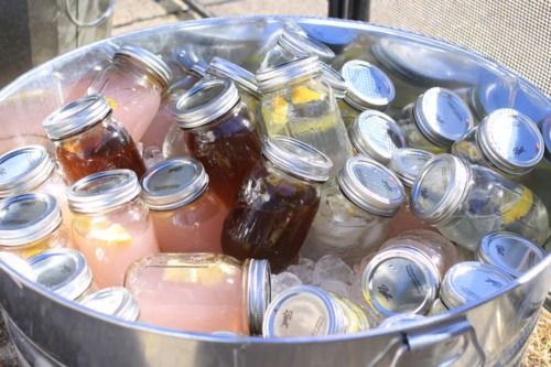 Ready made cocktails in mason jars.