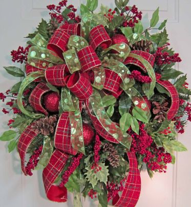 Red and Green Holiday Wreath