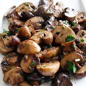 Roasted mushrooms with balsamic, garlic and herbs. Good side dish!